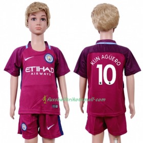 Fußballtrikots Manchester City Sergio Aguero 10 Kinder 2017-2018 Kurzarm Auswärts-trikot kaufen