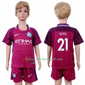Fußballtrikots Manchester City David Silva 21 Kinder 2017-2018 Kurzarm Auswärts-trikot kaufen